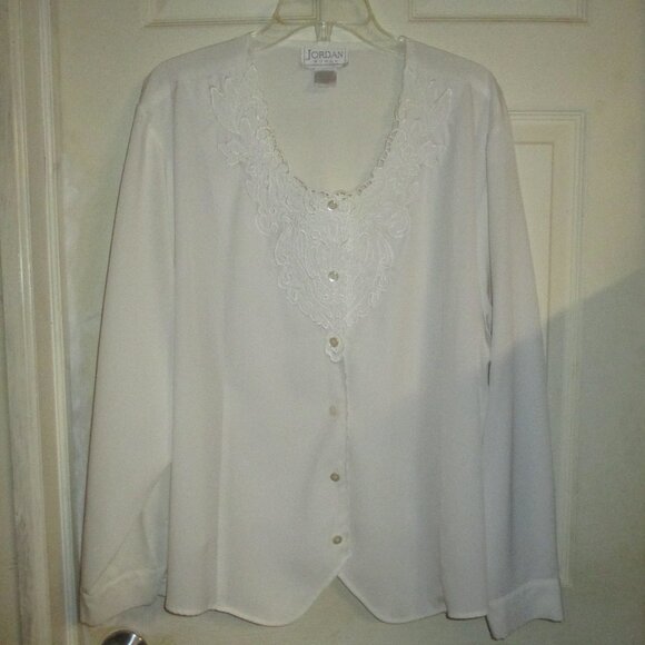 Shirt: “Jordan Woman” Sz:24W, Button Down, Round Collar, Long Sleeve, Off White - Picture 11 of 12